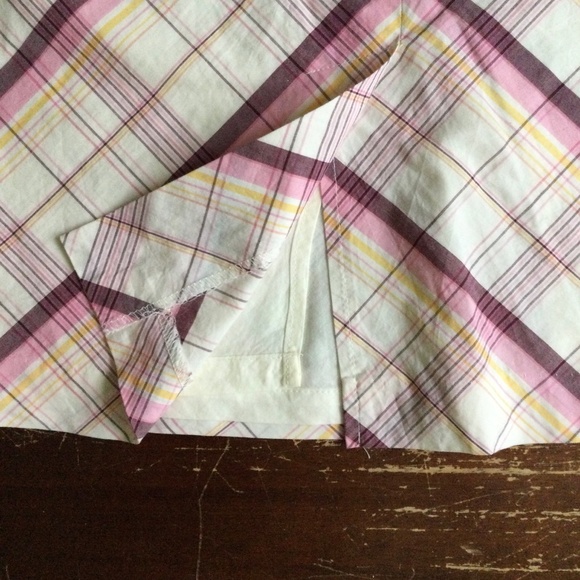 Vintage American Eagle Plaid A-Line Skirt Cotton Pink - Sz 2 - Picture 8 of 12